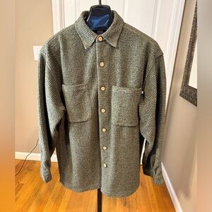Anthropologie Olive Textured Shirt Jacket